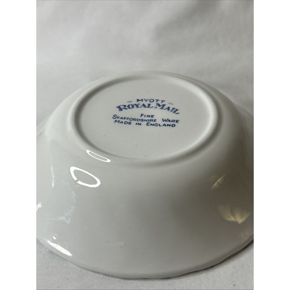 Vintage Myott Staffordshire England Royal Mail Blue Berry Dessert Bowls Lot Of 2 - Picture 8 of 11